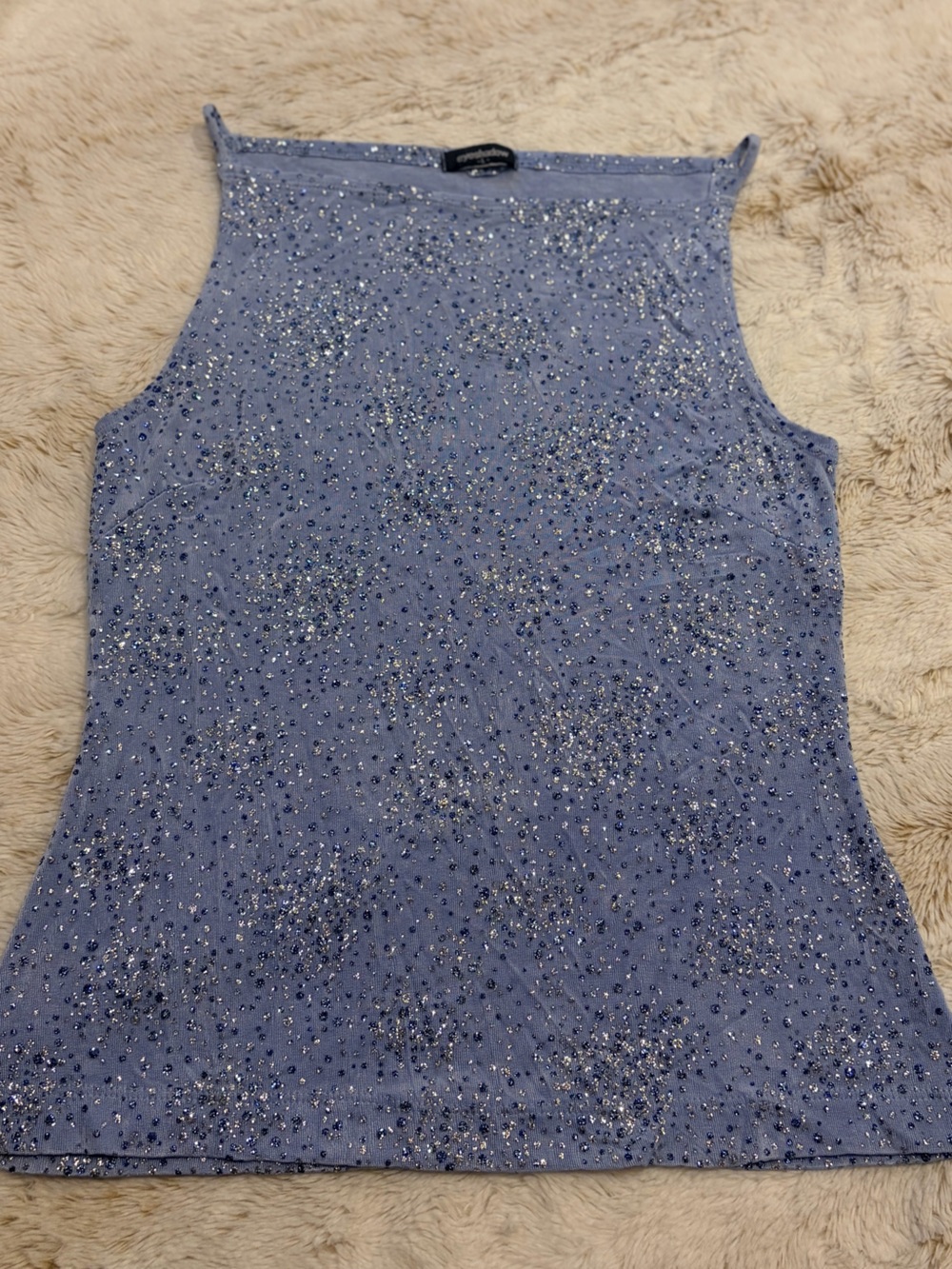 ✨ Vintage Y2K Eyeshadow Glitter Mesh Tank Top Fairycore Coquette Party Going Out